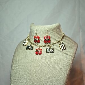Gold and Red Gift Box Jewelry Set